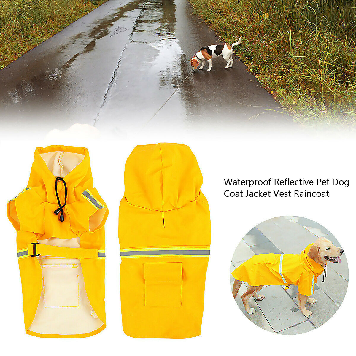 Waterproof Rain Jacket With Safety Reflective Stripe - For Boo n Meow